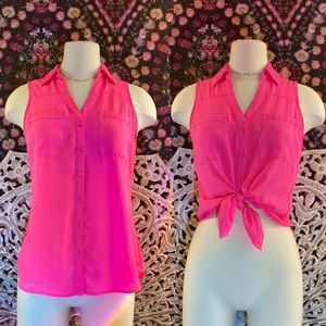 Limited Express Hot Pink Sleeveless Button-Up Top, Sz. Extra Small